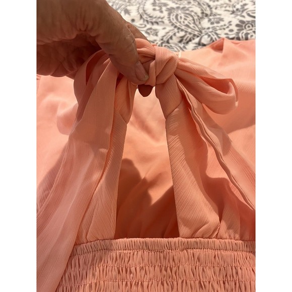 zescia womans sexy long sleeve dress w/tie, smocked waist sz womans sm NWT - Picture 12 of 14